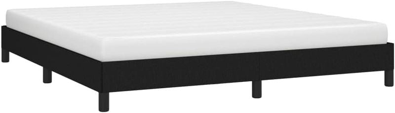 Stabiles schwarzes Stoff-Doppelbett mit Stuetzfuessen und vollwertigem Lattenrost, modern gepolstertes Schlafzimmermoebel 160 x 200 cm