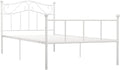 Elegantes weisses Metallbettgestell mit integriertem Lattenrost, vielseitig nutzbares Einzel- und Gaestebett 100 x 200 cm