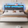 Grosses gepolstertes Doppelbett mit integrierter LED-Beleuchtung und Ladestation, komfortables modernes Schlafbett 180 x 200 cm