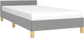 Hellgraues gepolstertes Stoffeinzelbett mit dekorativem Kopfteil und stabiler Lattenkonstruktion, komfortables Schlafbett 100 x 200 cm