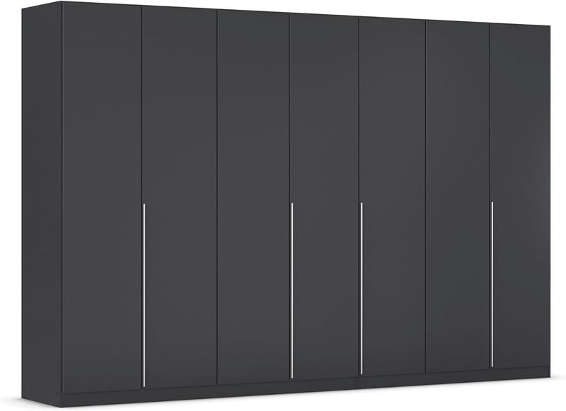 Grosser metallisch grauer Kleiderschrank mit 315 cm Breite, hochwertiges geraeumiges Aufbewahrungsmoebel fuer Schlafzimmer