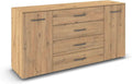 Geraeumige Kommode in Artisan-Eiche Optik, modernes Stauraummoebel mit 160 cm Breite fuer Wohn- und Schlafzimmer