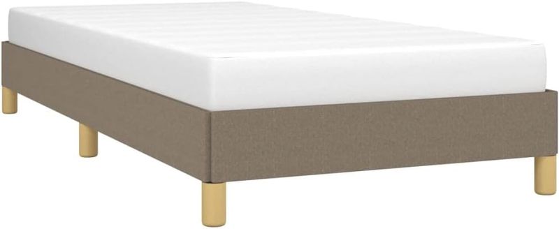 Edles taupefarbenes Stoffeinzelbett mit robuster Lattenunterlage, modernes gepolstertes Schlafmoebel fuer Einzelpersonen 100 x 200 cm