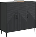 Vintage schwarzes Sideboard aus Holzwerkstoff in rechteckiger Form, stilvolle praktische Aufbewahrung fuer Wohnzimmer 89 x 34,5 x 80 cm